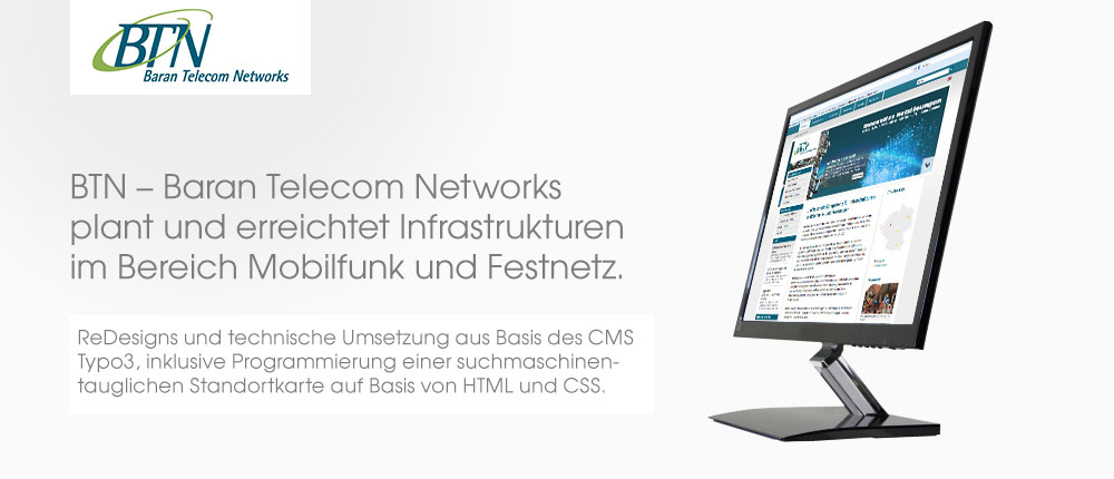 Referenz: Internetseite in Typo3 für BTN Baran Telecom