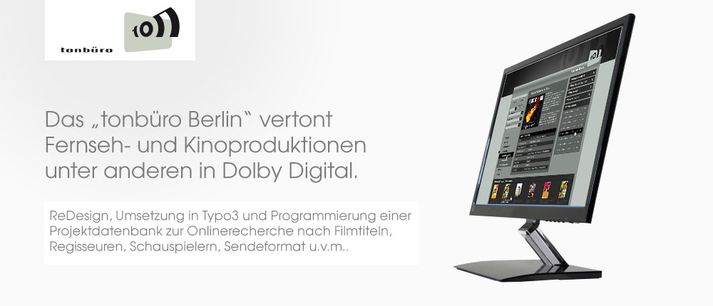 Referenz: Internetseite in Typo3 für tonbüro Berlin